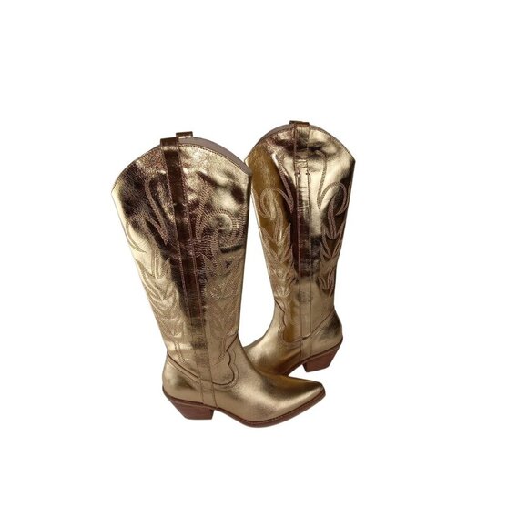 Coconuts By Matisse Agency Gold Tall Western Cowboy Boots Women's Size 6M - Picture 4 of 12